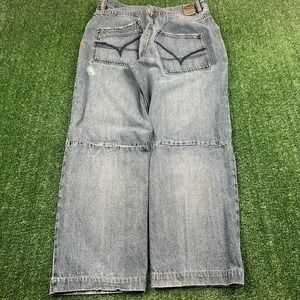 VTG Ecko Unltd. Baggy Assymetric Pocket Relaxed Straight Jeans 34x29" Blue Y2K